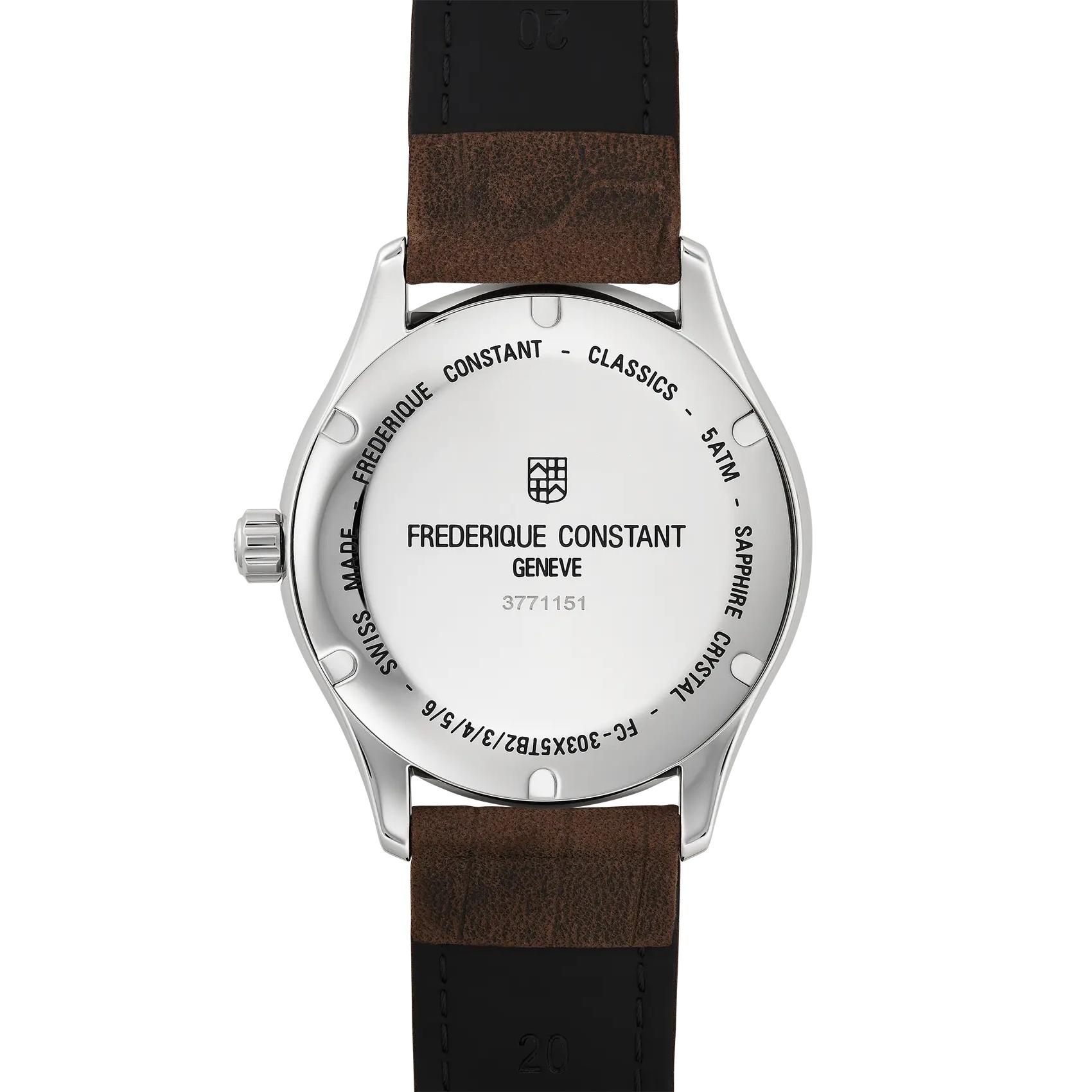 FREDERIQUE CONSTANT Index Automatic White Dial 40mm Silver Stainless Steel Brown Leather Strap FC-303NS5B6 - 4