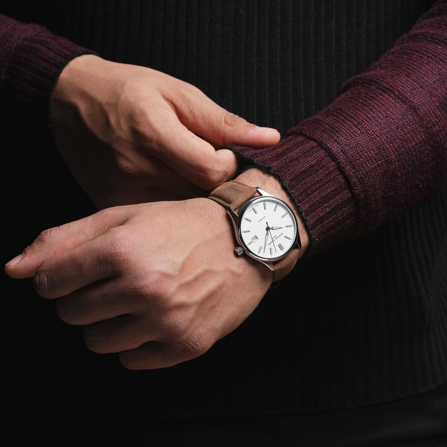 FREDERIQUE CONSTANT Index Automatic White Dial 40mm Silver Stainless Steel Brown Leather Strap FC-303NS5B6 - 7