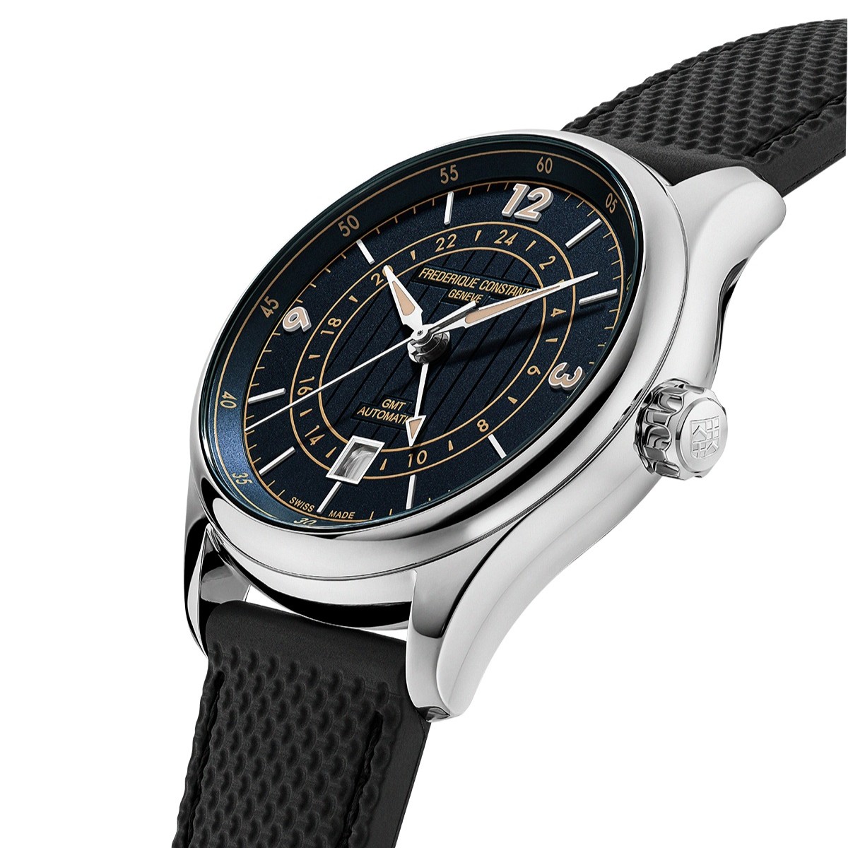 FREDERIQUE CONSTANT Classics Runabout Automatic Gmt Blue Dial 42mm Silver Stainless Steel Black Rubber Strap FC-350RN5B6 - 3