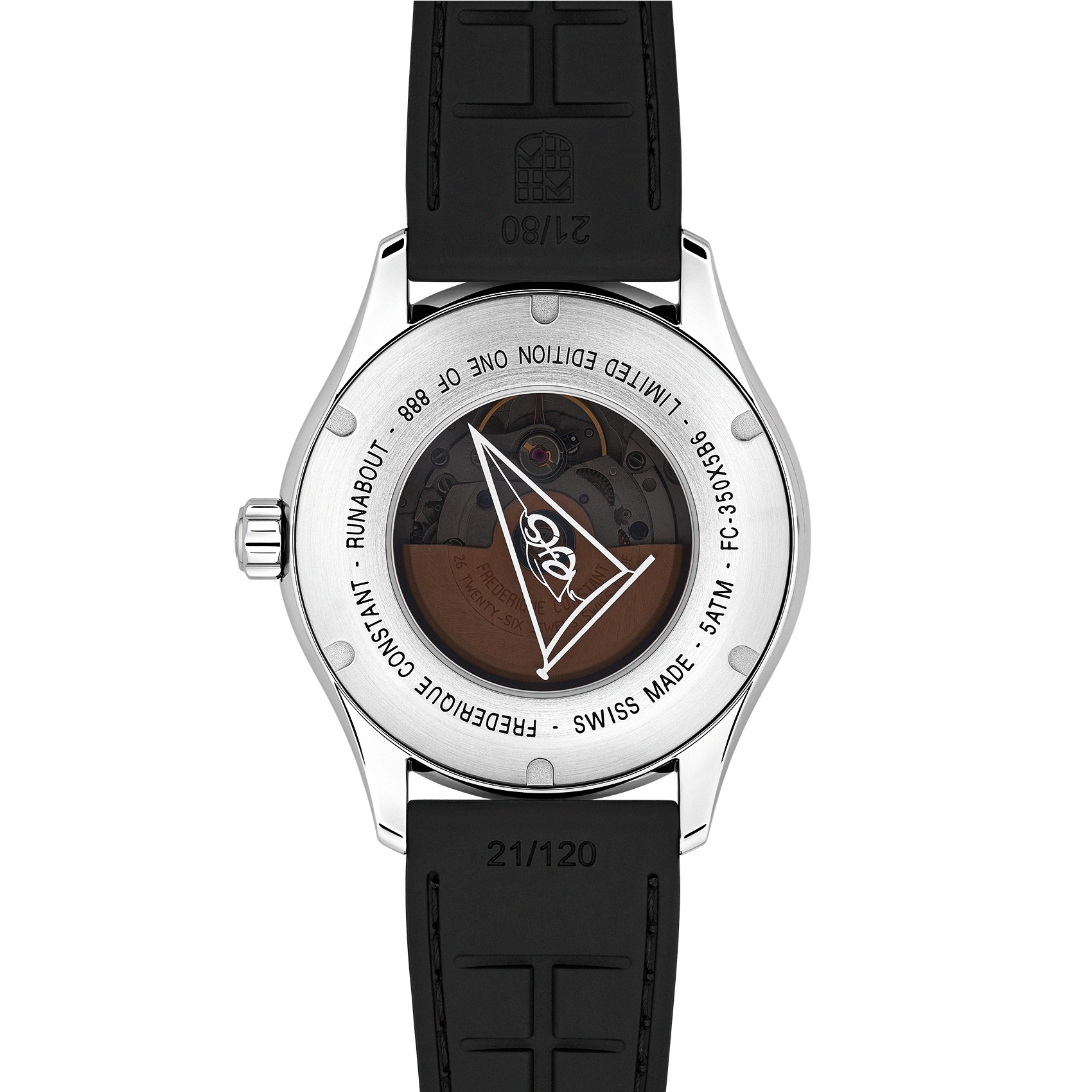 FREDERIQUE CONSTANT Classics Runabout Automatic Gmt Blue Dial 42mm Silver Stainless Steel Black Rubber Strap FC-350RN5B6 - 4
