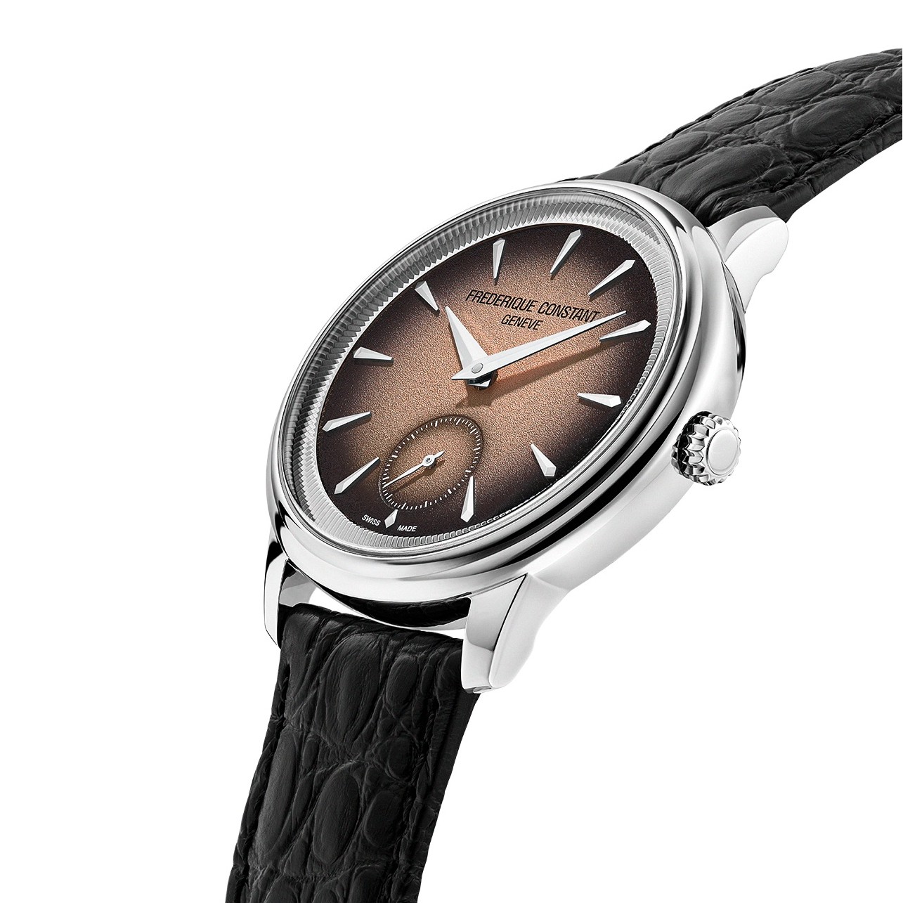 FREDERIQUE CONSTANT Classics Moneta Handwinding Salmon Gradient Dial 38.5mm Silver Stainless Steel Black Leather Strap FC-435BBL3S6 - 