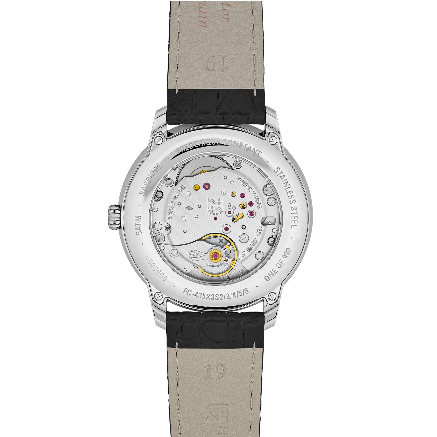 FREDERIQUE CONSTANT Classics Moneta Handwinding Salmon Gradient Dial 38.5mm Silver Stainless Steel Black Leather Strap FC-435BBL3S6 - 3