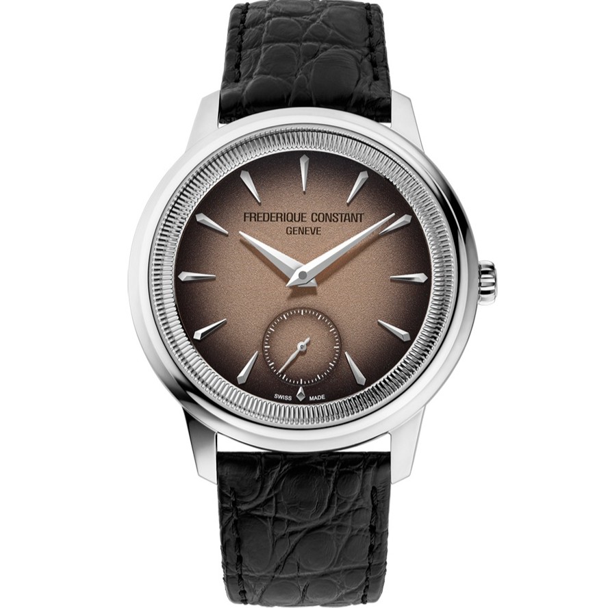 FREDERIQUE CONSTANT Classics Moneta Handwinding Salmon Gradient Dial 38.5mm Silver Stainless Steel Black Leather Strap FC-435BBL3S6 - 