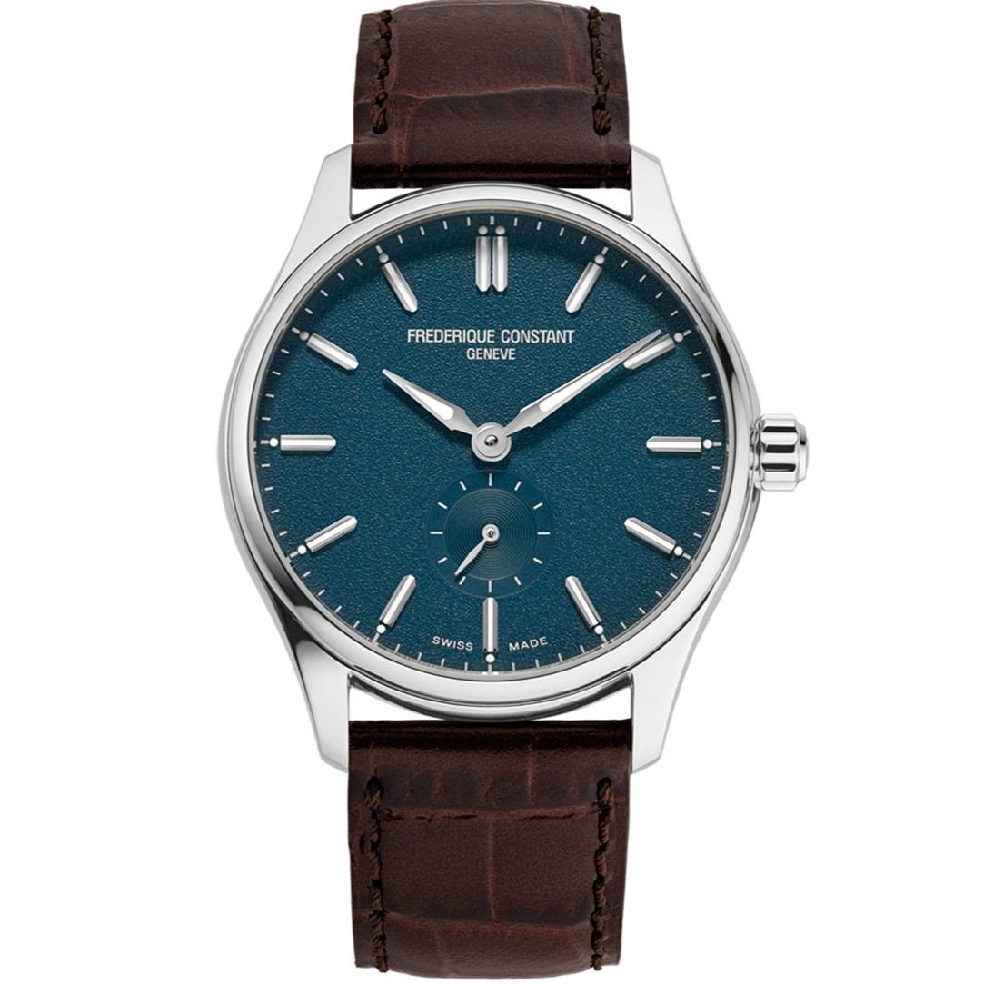 FREDERIQUE CONSTANT Classics Index Small Second Automatic Blue Dial 39mm Silver Stainless Steel Black Leather Strap FC-530G3B6 - 