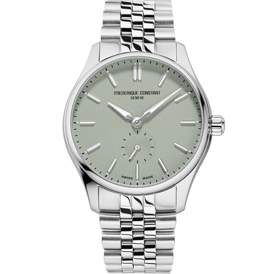 FREDERIQUE CONSTANT Classics Index Small Second Automatic Sage Green Dial 39mm Silver Stainless Steel Bracelet FC-530GR3B6B - 