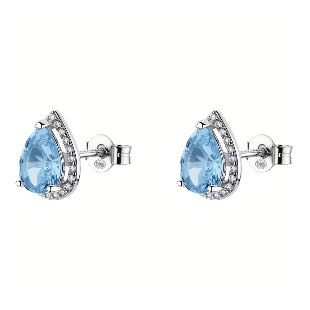 ΣΚΟΥΛΑΡΙΚΙΑ Ροζέτα BROSWAY Jewellery Fancy Cloud Blue από Ασήμι 925° με Sapphire και Λευκές Πέτρες Ζιργκόν FCL136