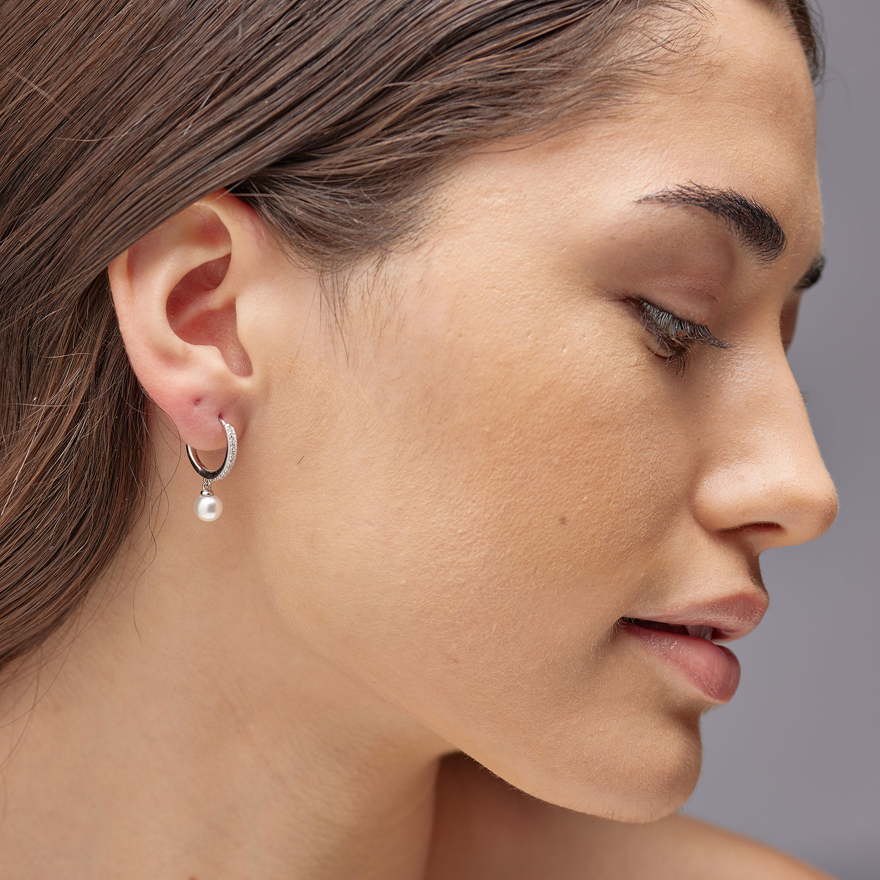 ΣΚΟΥΛΑΡΙΚΙΑ Κρίκοι BROSWAY Jewellery Fancy Infinite White από Ασήμι 925° με Λευκές Πέτρες Ζιργκόν και Μαργαριτάρι FIW144 - 