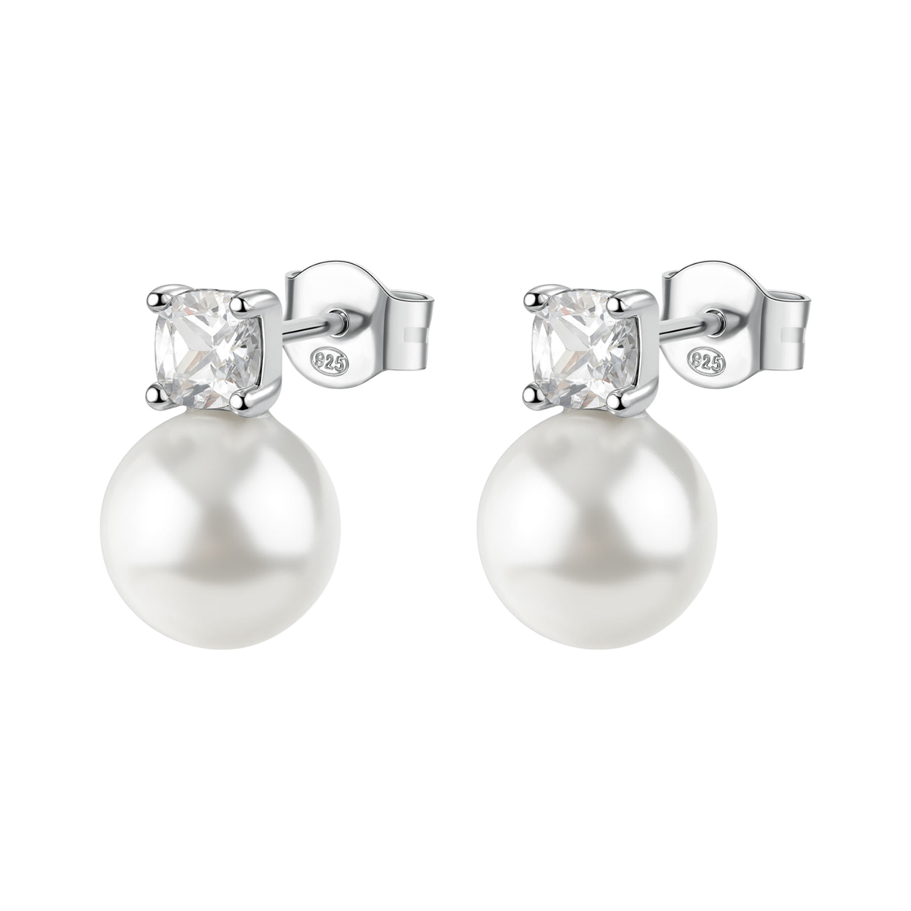 BROSWAY Jewellery Fancy Infinite White Earrings from Silver 925° with White Zircon Stones and Pearl FIW145 - 