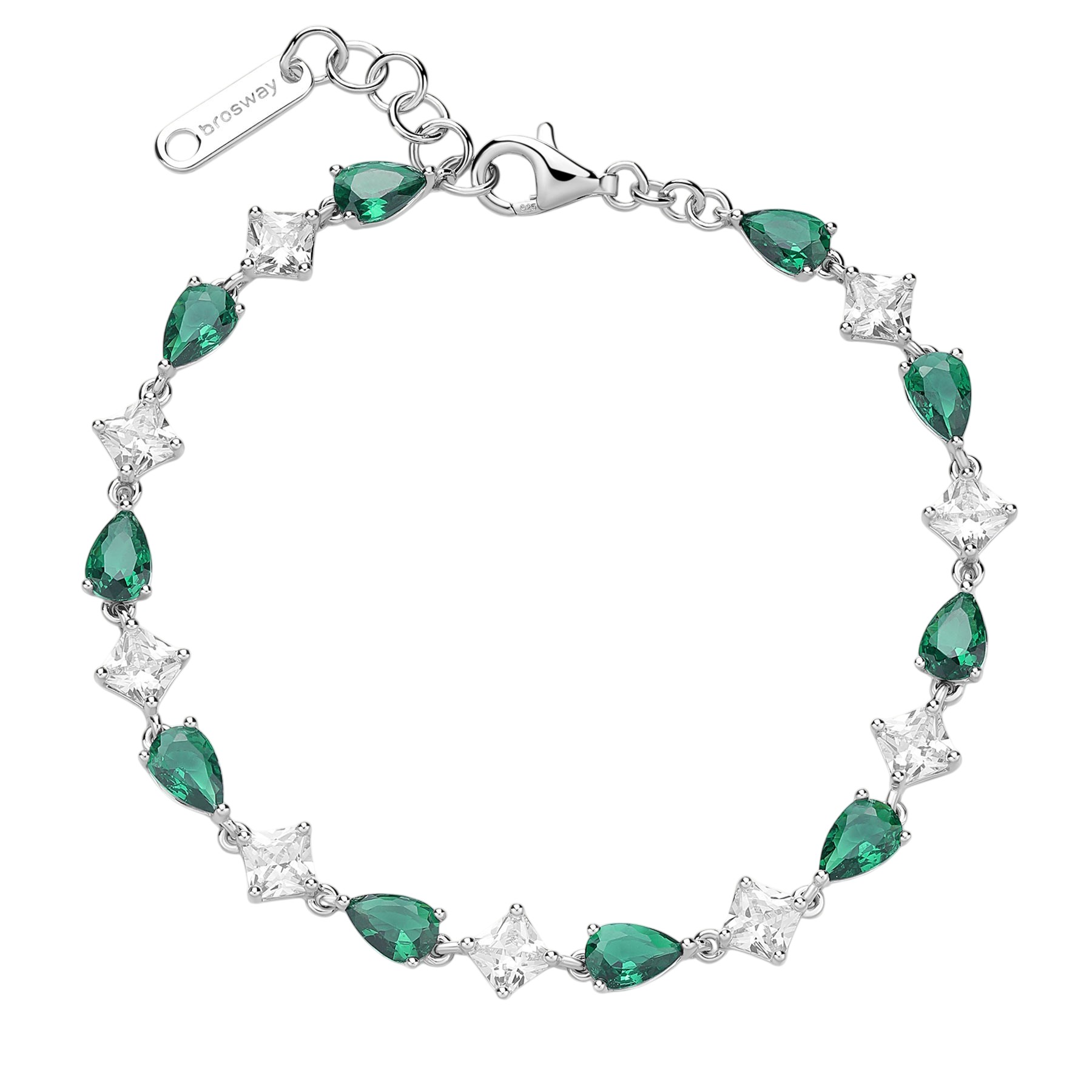 ΒΡΑΧΙΟΛΙ BROSWAY Jewellery Fancy Life Green από Ασήμι 925° με Emerald και Λευκές Πέτρες Ζιργκόν FLG111 - 