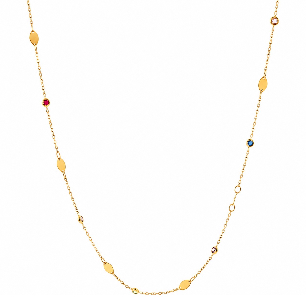 NECKLACE SENZIO Collection in Yellow Gold K14 with Zircon Stones FR1-141 - 
