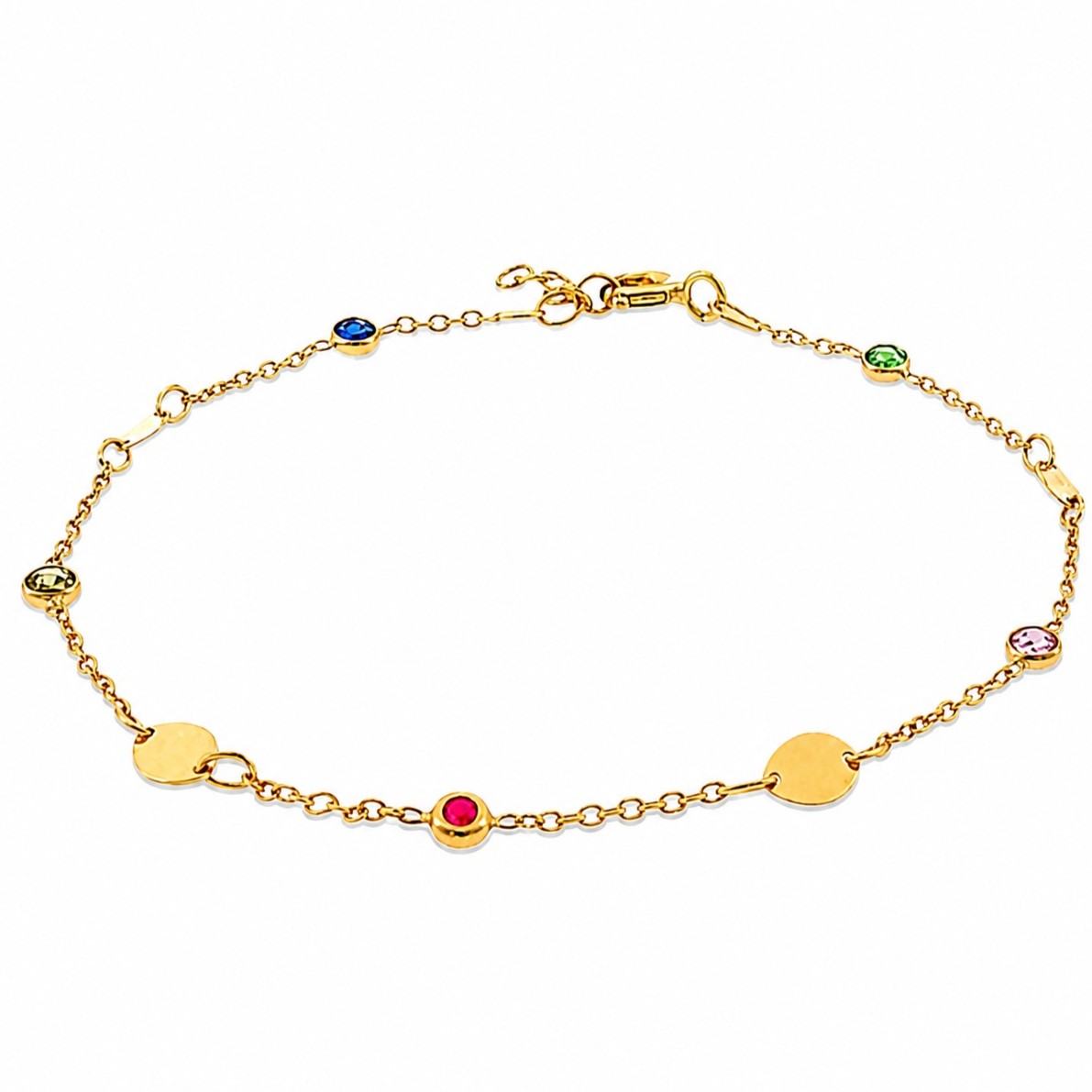 BRACELET SENZIO Collection in K14 Yellow Gold with Zircon Stones FR2-84 - 