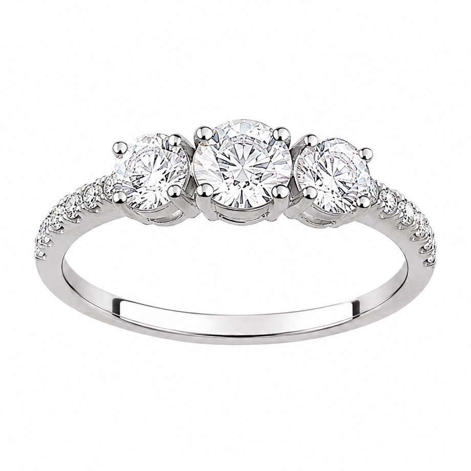 RING SENZIO Collection White Gold K14 with Zircon Stones FR4-129 - 