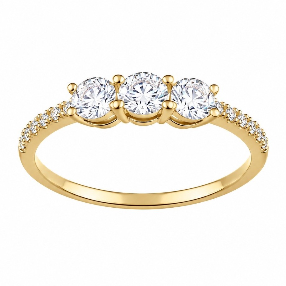 RING SENZIO Collection in Yellow Gold K14 with Zircon Stones FR4-148 - 