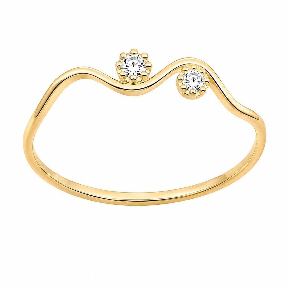 RING SENZIO Collection in Yellow Gold K14 with Zircon Stones FR4-151 - 