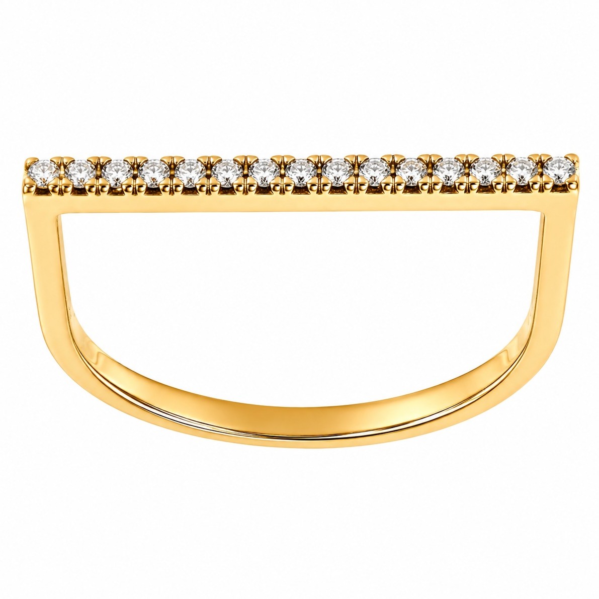 RING SENZIO Collection in Yellow Gold K14 with Zircon Stones FR4-155 - 