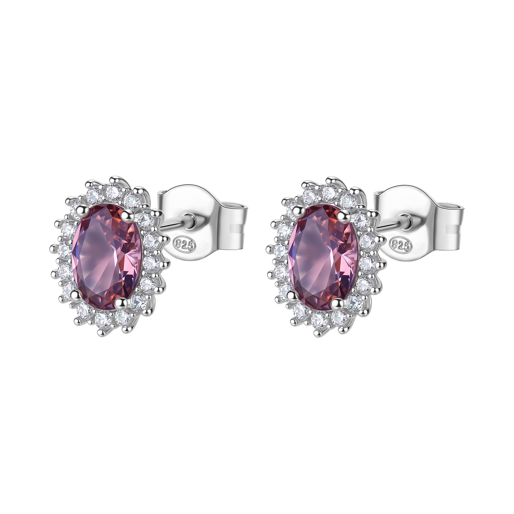 ΣΚΟΥΛΑΡΙΚΙΑ Ροζέτα BROSWAY Jewellery Fancy Tender Pink από Ασήμι 925° με Ροζ και Λευκές Πέτρες Ζιργκόν FTP16 - 