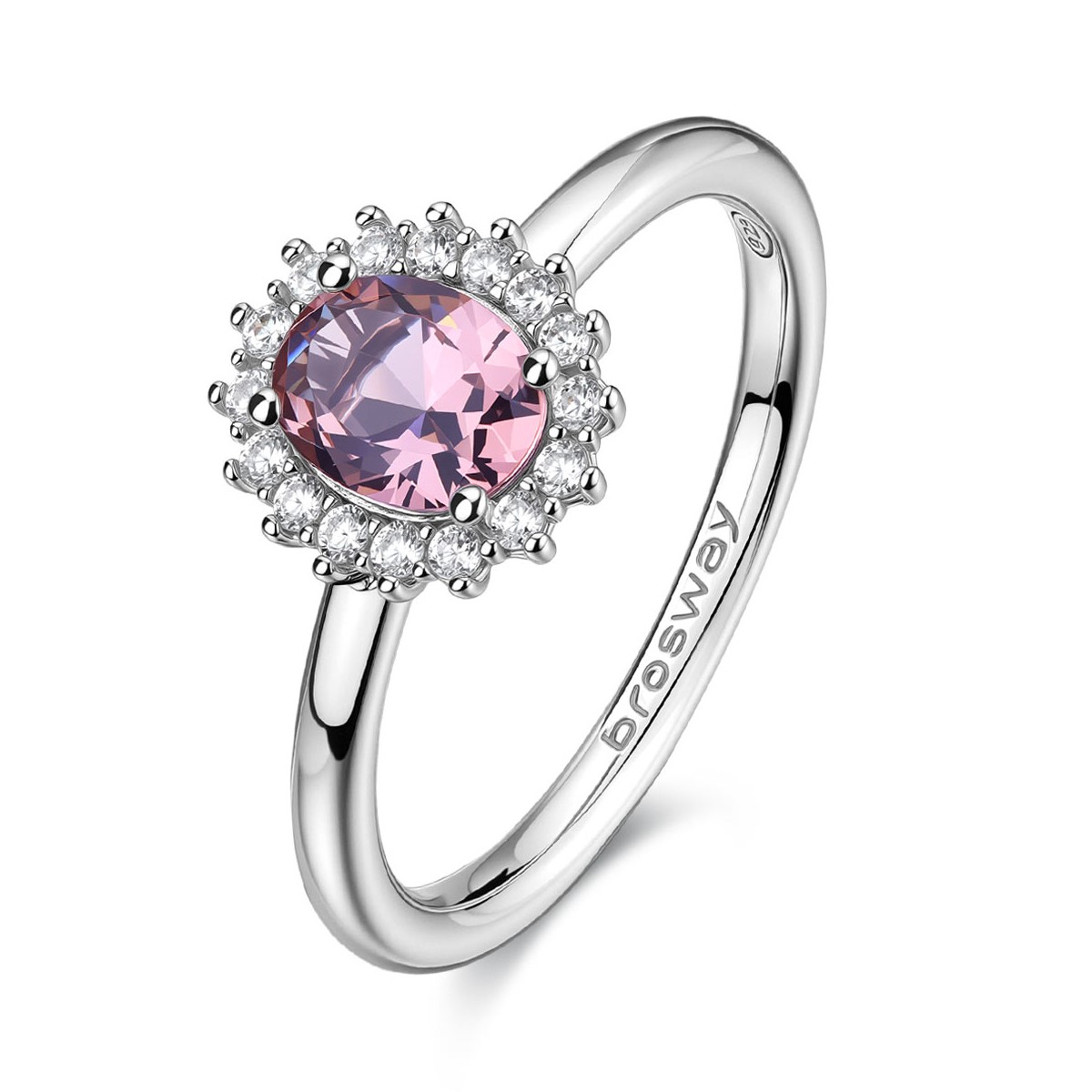 ΔΑΧΤΥΛΙΔΙ Ροζέτα BROSWAY Jewellery Fancy Tender Pink από Ασήμι 925° με Ροζ και Λευκές Πέτρες Ζιργκόν FTP18D - 