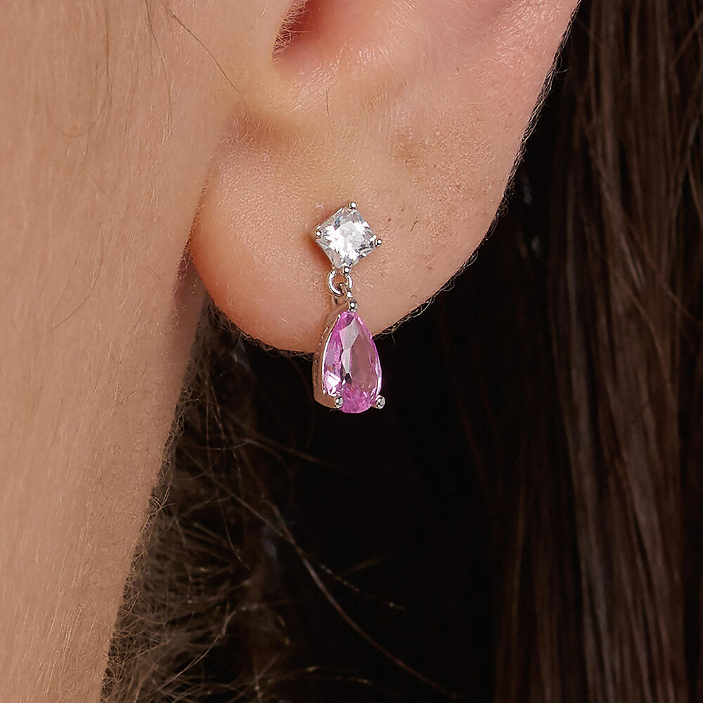 ΣΚΟΥΛΑΡΙΚΙΑ BROSWAY Jewellery Fancy Vibrant Pink από Ασήμι 925° με Ροζ και Λευκές Πέτρες Ζιργκόν FVP115 - 