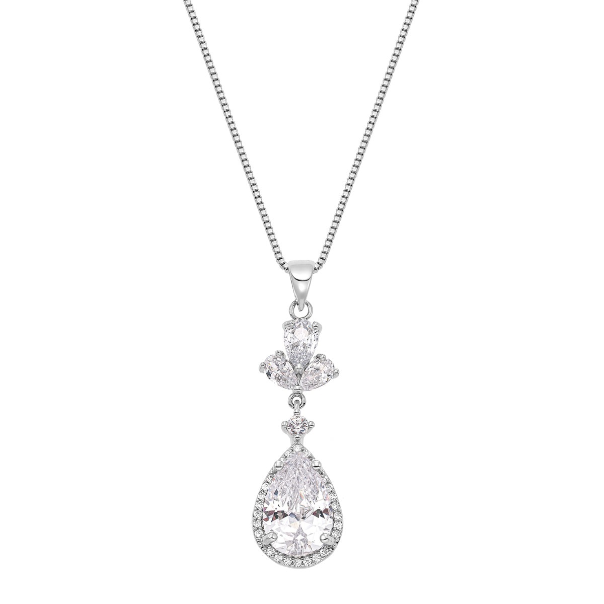 NECKLACE Rosette Gloria Hope Platinum Plated Zirconia GH22W-10026N - 