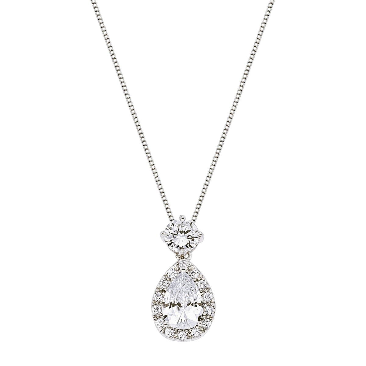 NECKLACE Rosette Gloria Hope Platinum Plated Zirconia GH22W-10027N - 