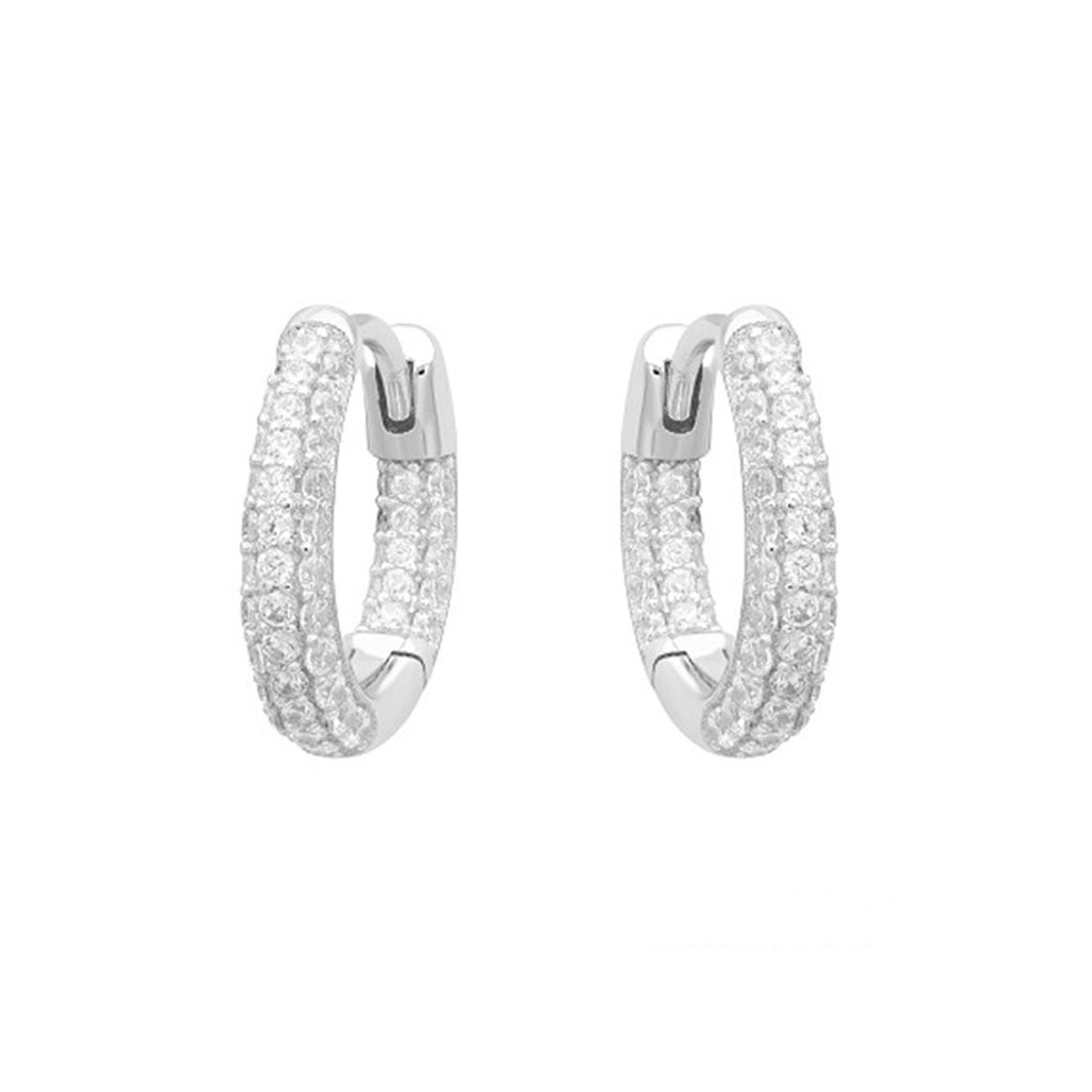 ΣΚΟΥΛΑΡΙΚΙΑ Κρίκοι Πετράτοι Gloria Hope από Ασήμι 925° με Πέτρες Ζιργκόν GH25WW-10094