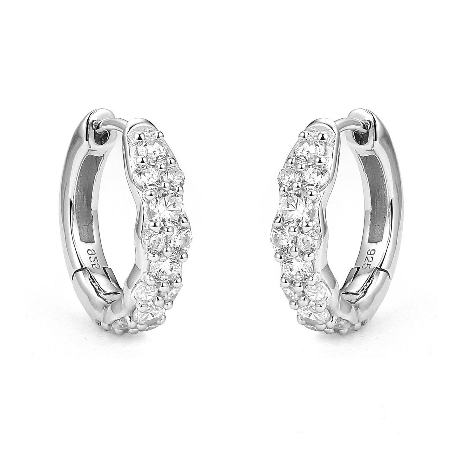 ΣΚΟΥΛΑΡΙΚΙΑ Κρίκοι Πετράτοι Gloria Hope από Ασήμι 925° με Πέτρες Ζιργκόν GH25WW-10096 - 1