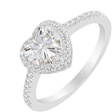 ΔΑΧΤΥΛΙΔΙ Ροζέτα Καρδιά Gloria Hope από Ασήμι 925° με Πέτρες Ζιργκόν GH25WW-10123-54 - 