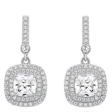 ΣΚΟΥΛΑΡΙΚΙΑ Κρεμαστά Ροζέτα Gloria Hope από Ασήμι 925° με Πέτρες Ζιργκόν GH25WW-10127 - 