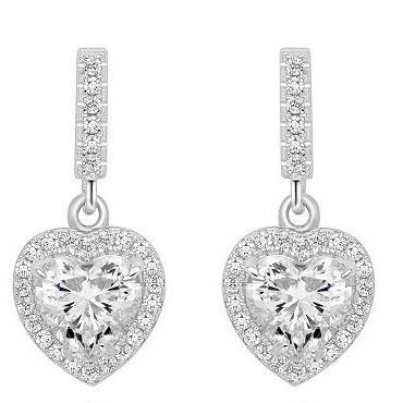 ΣΚΟΥΛΑΡΙΚΙΑ Κρεμαστά Καρδίες Gloria Hope από Ασήμι 925° με Πέτρες Ζιργκόν GH25WW-10132 - 