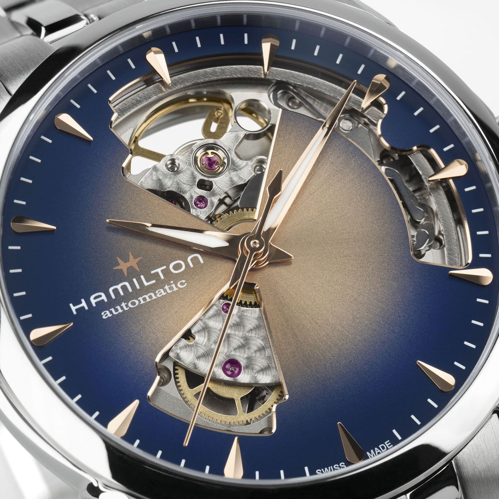 HAMILTON Jazzmaster Open Heart Lady Blue-Bronze Sunray Dial 36mm Silver Stainless Steel Bracelet H32215101 - 3