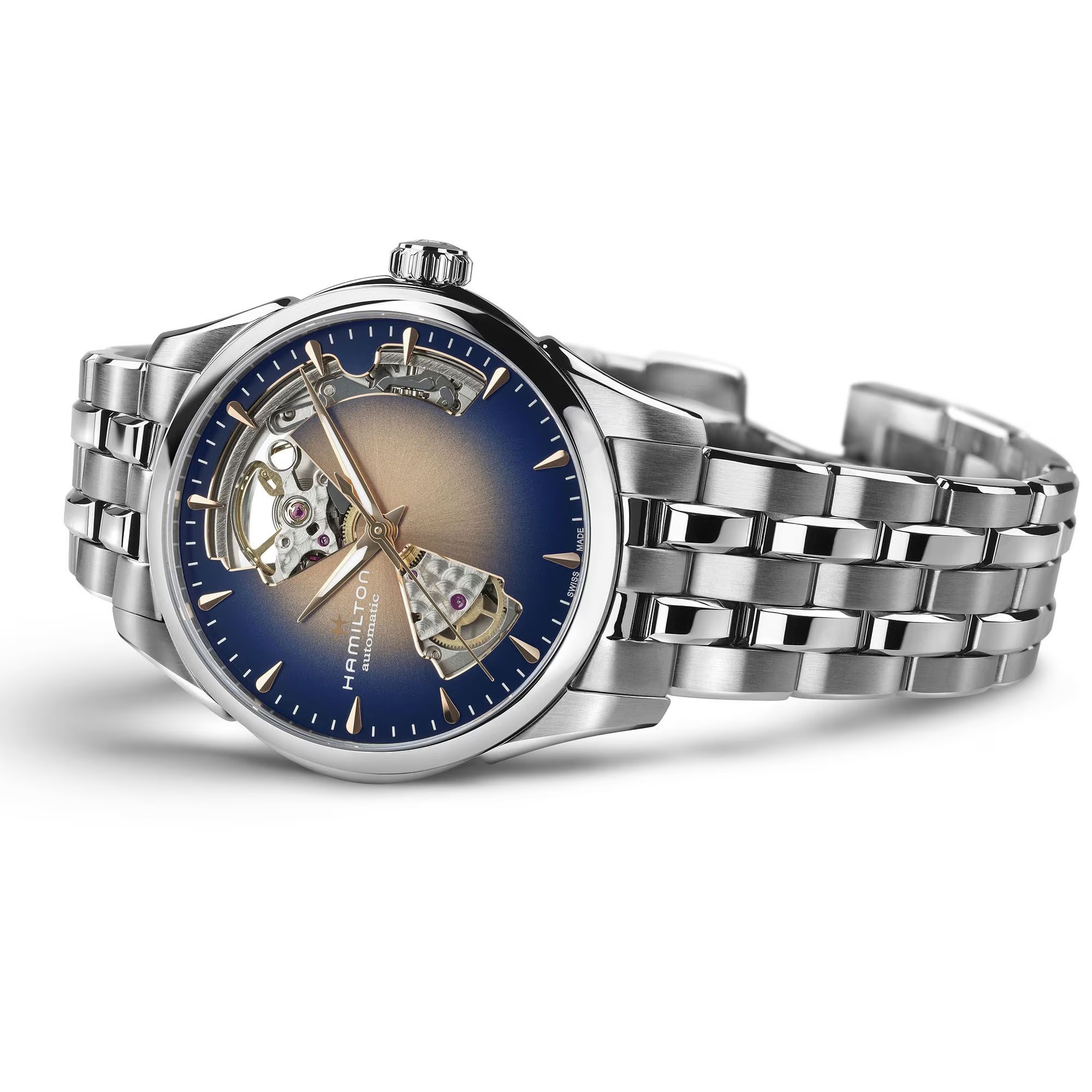 HAMILTON Jazzmaster Open Heart Lady Blue-Bronze Sunray Dial 36mm Silver Stainless Steel Bracelet H32215101 - 4