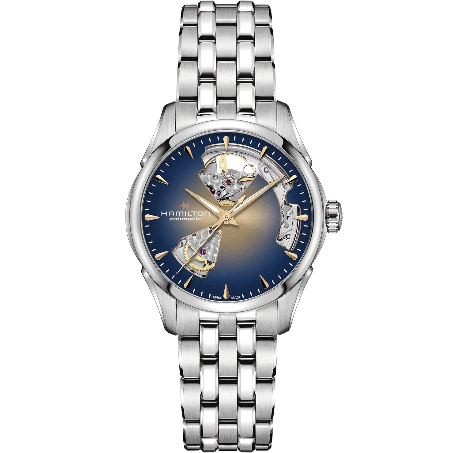 HAMILTON Jazzmaster Open Heart Lady Blue-Bronze Sunray Dial 36mm Silver Stainless Steel Bracelet H32215101 - 