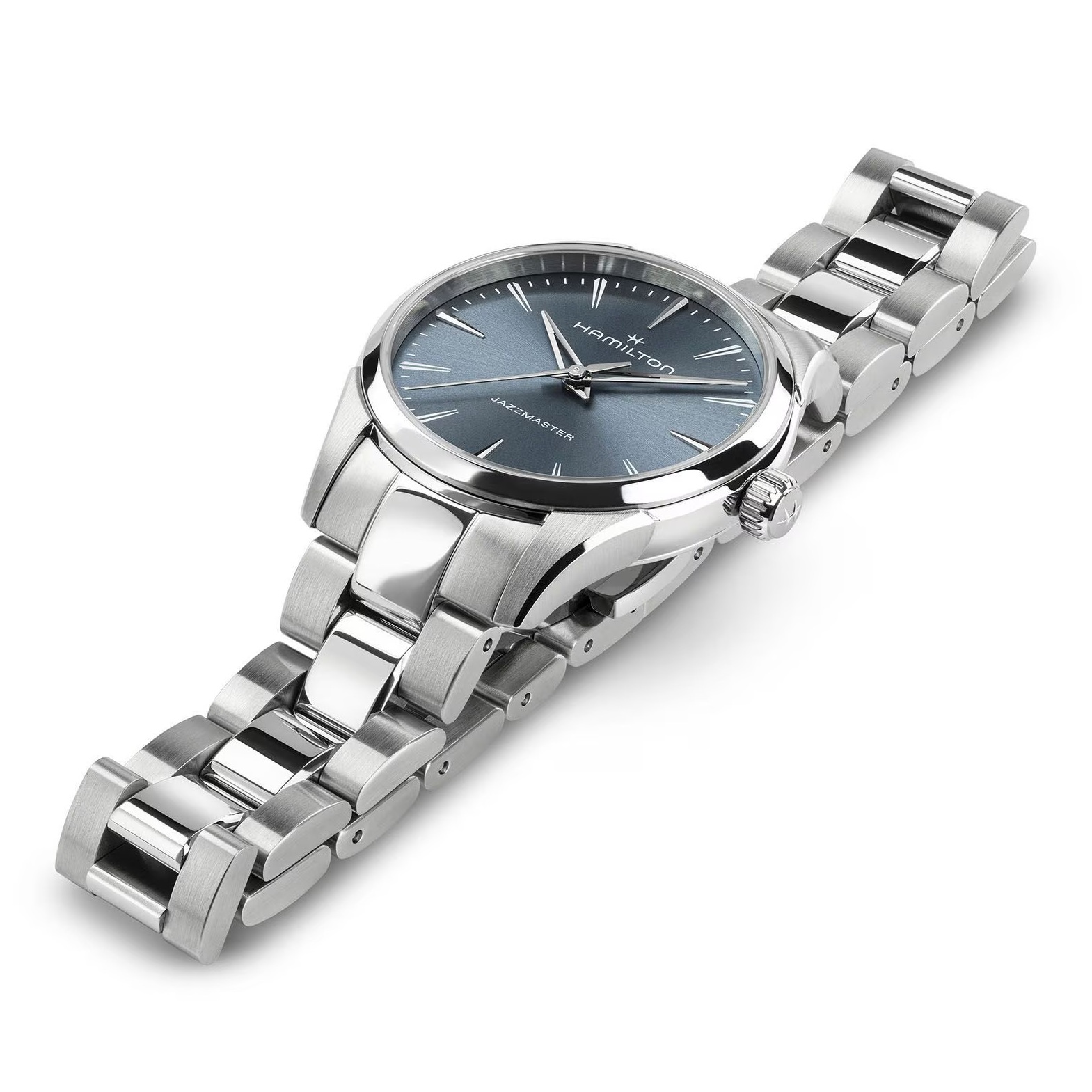 HAMILTON Jazzmaster Quartz Dark Dusty Blue Sunray Brushed Dial 32mm Silver Stainless Steel Bracelet H32301141 - 3