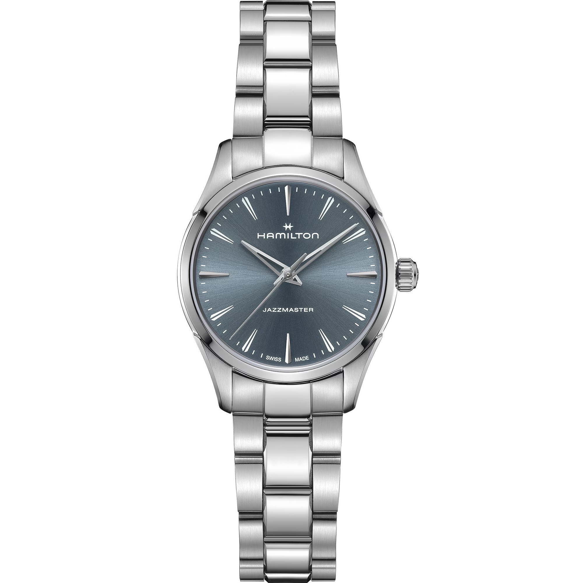 HAMILTON Jazzmaster Quartz Dark Dusty Blue Sunray Brushed Dial 32mm Silver Stainless Steel Bracelet H32301141 - 