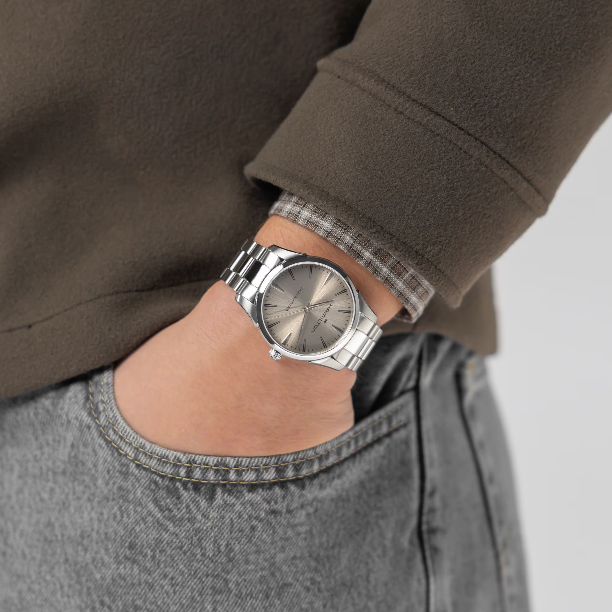 HAMILTON Jazzmaster Quartz Beige Dial 40mm Silver Stainless Steel Bracelet H32461121 - 