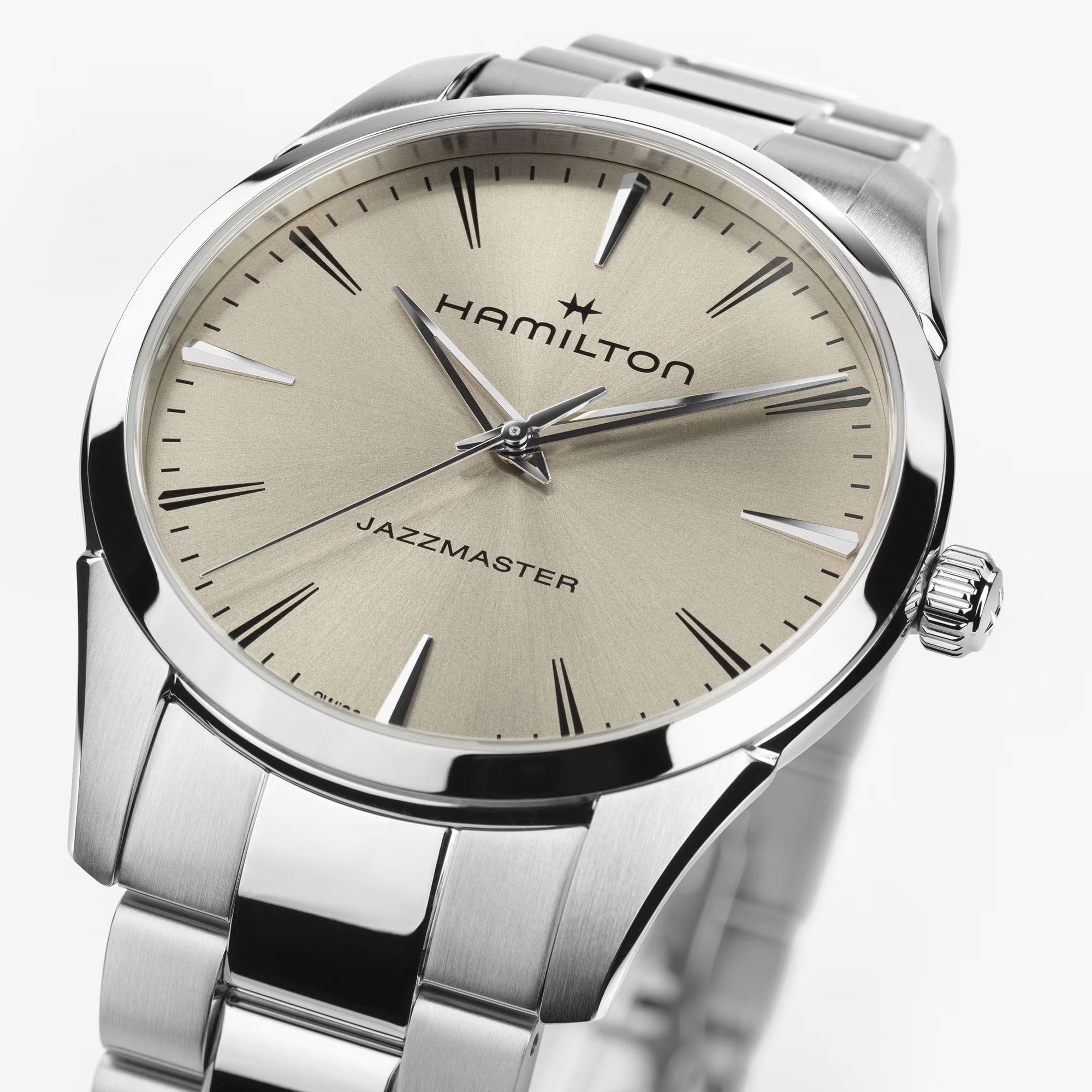 HAMILTON Jazzmaster Quartz Beige Dial 40mm Silver Stainless Steel Bracelet H32461121 - 3