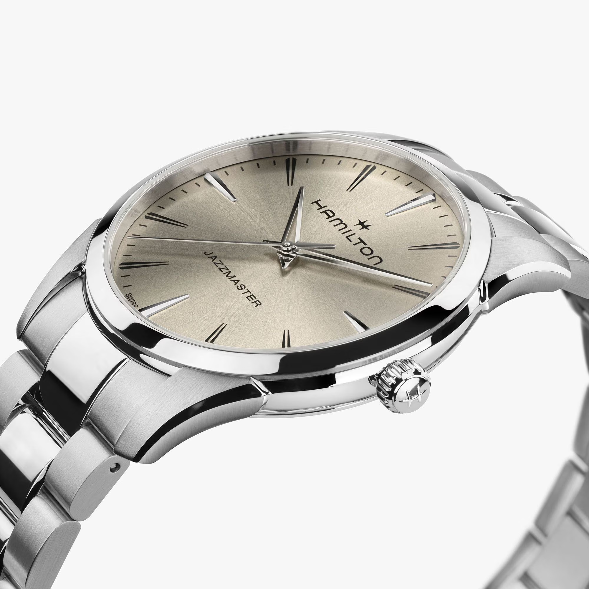 HAMILTON Jazzmaster Quartz Beige Dial 40mm Silver Stainless Steel Bracelet H32461121 - 4