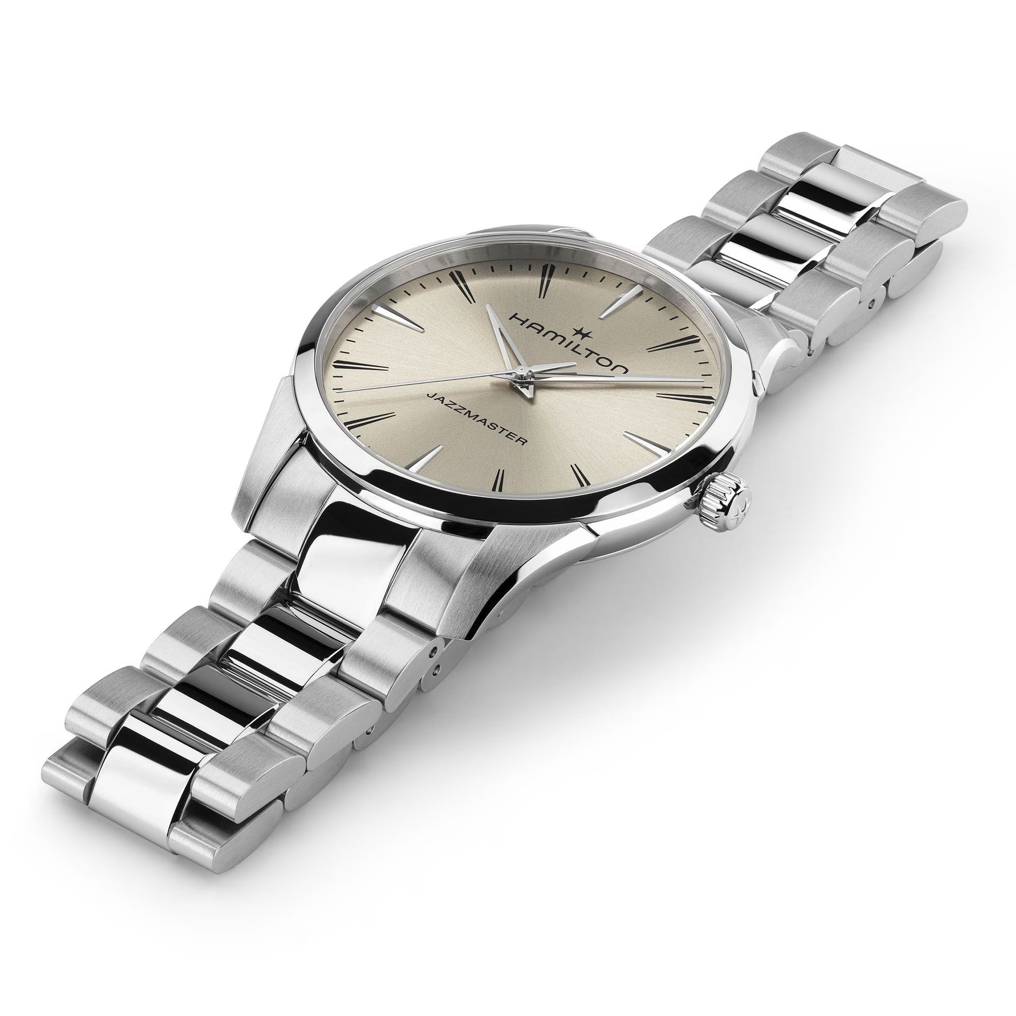 HAMILTON Jazzmaster Quartz Beige Dial 40mm Silver Stainless Steel Bracelet H32461121 - 5