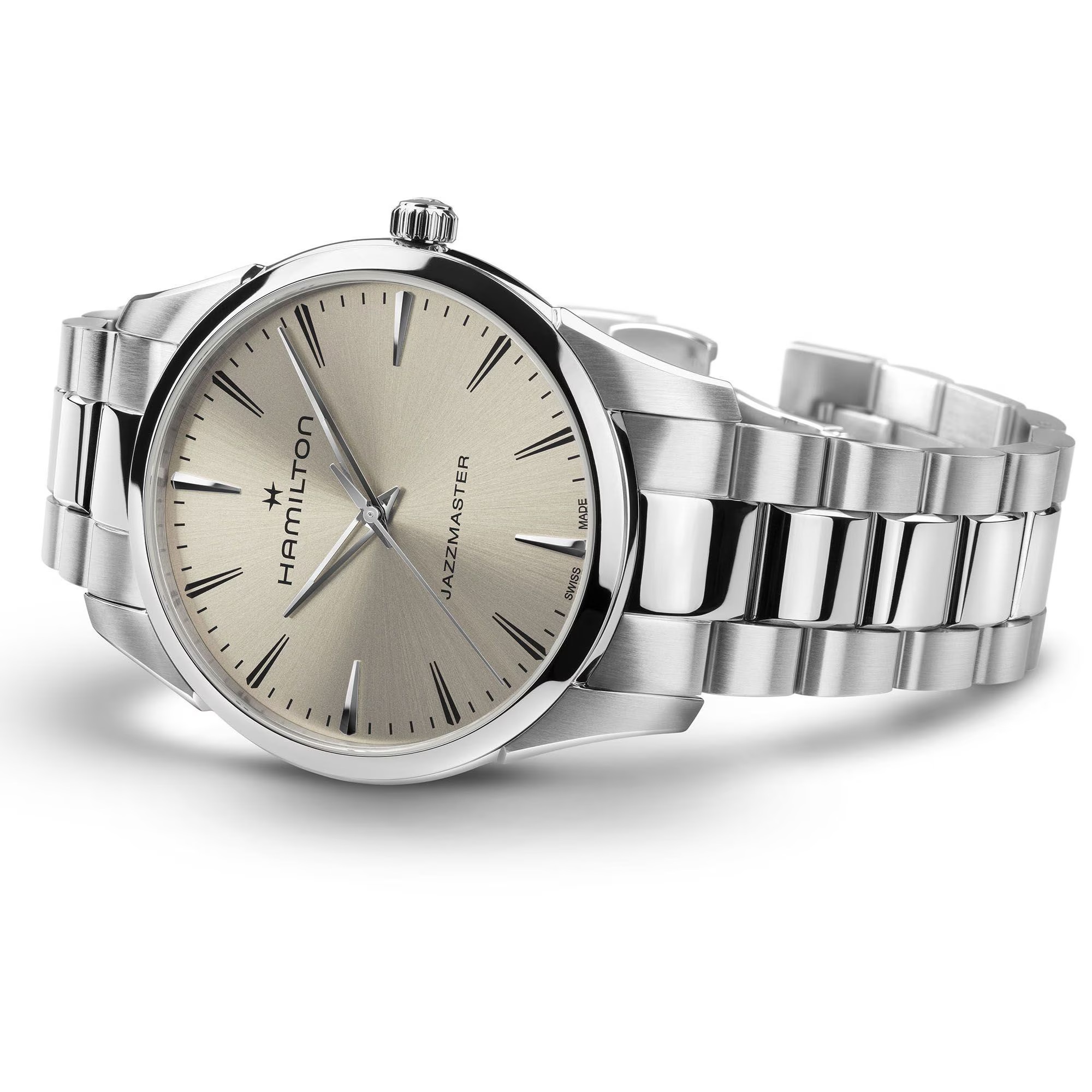 HAMILTON Jazzmaster Quartz Beige Dial 40mm Silver Stainless Steel Bracelet H32461121 - 6