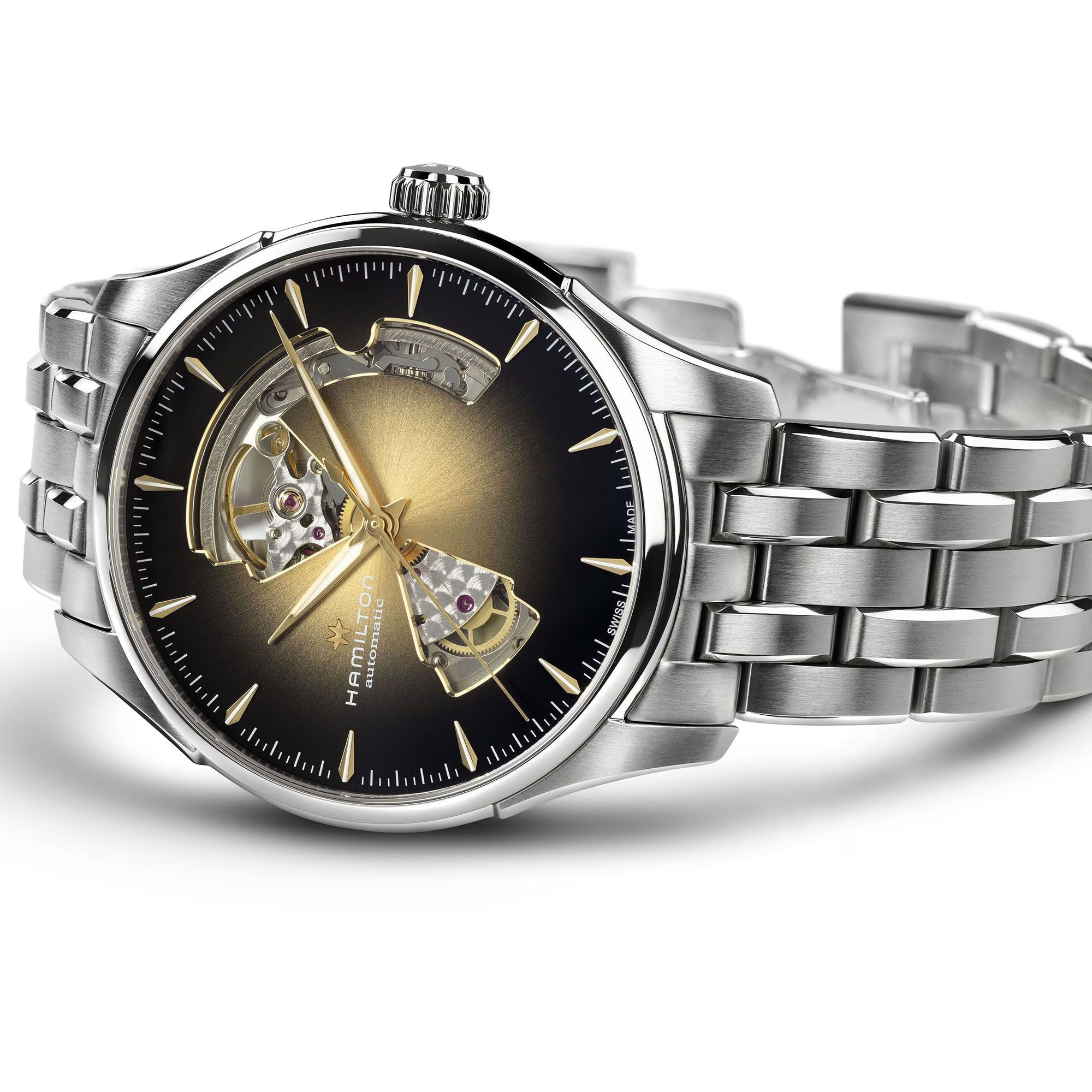 HAMILTON Jazzmaster Open Heart Auto Radiant Sunray Brushed Champagne Dial 40mm Silver Stainless Steel Bracelet H32675101 - 5