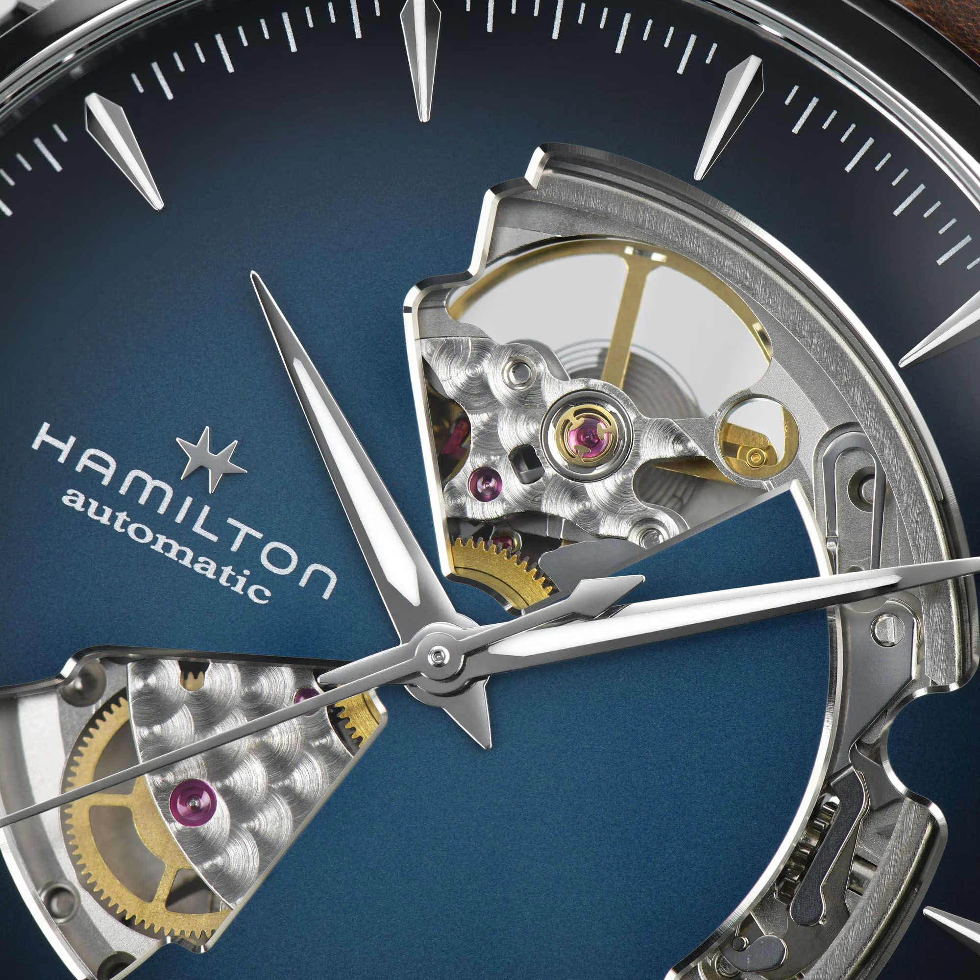 HAMILTON Jazzmaster Open Heart Auto Blue Dial 40mm Silver Stainless Steel Brown Leather Strap H32675540 - 6