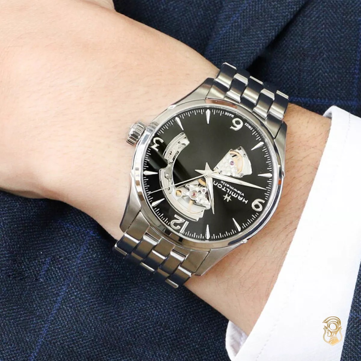 HAMILTON Jazzmaster Open Heart Black Dial Auto 42mm Silver Stainless Steel Bracelet H32705131 - 