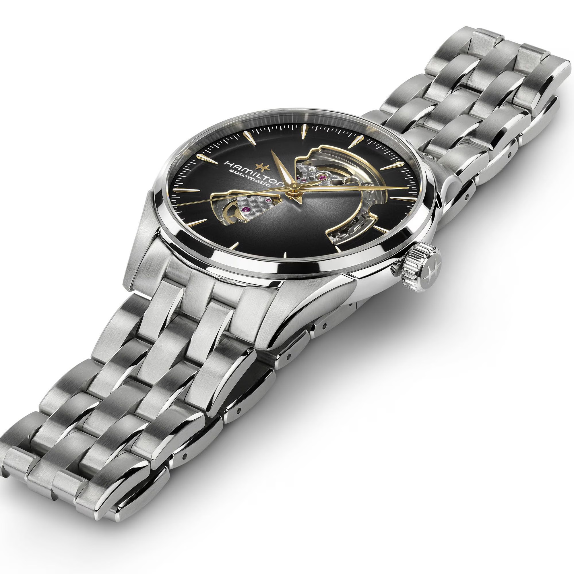 HAMILTON Jazzmaster Open Heart Auto Grey Sunray Brushed Dial 42mm Silver Stainless Steel Bracelet H32705180 - 4