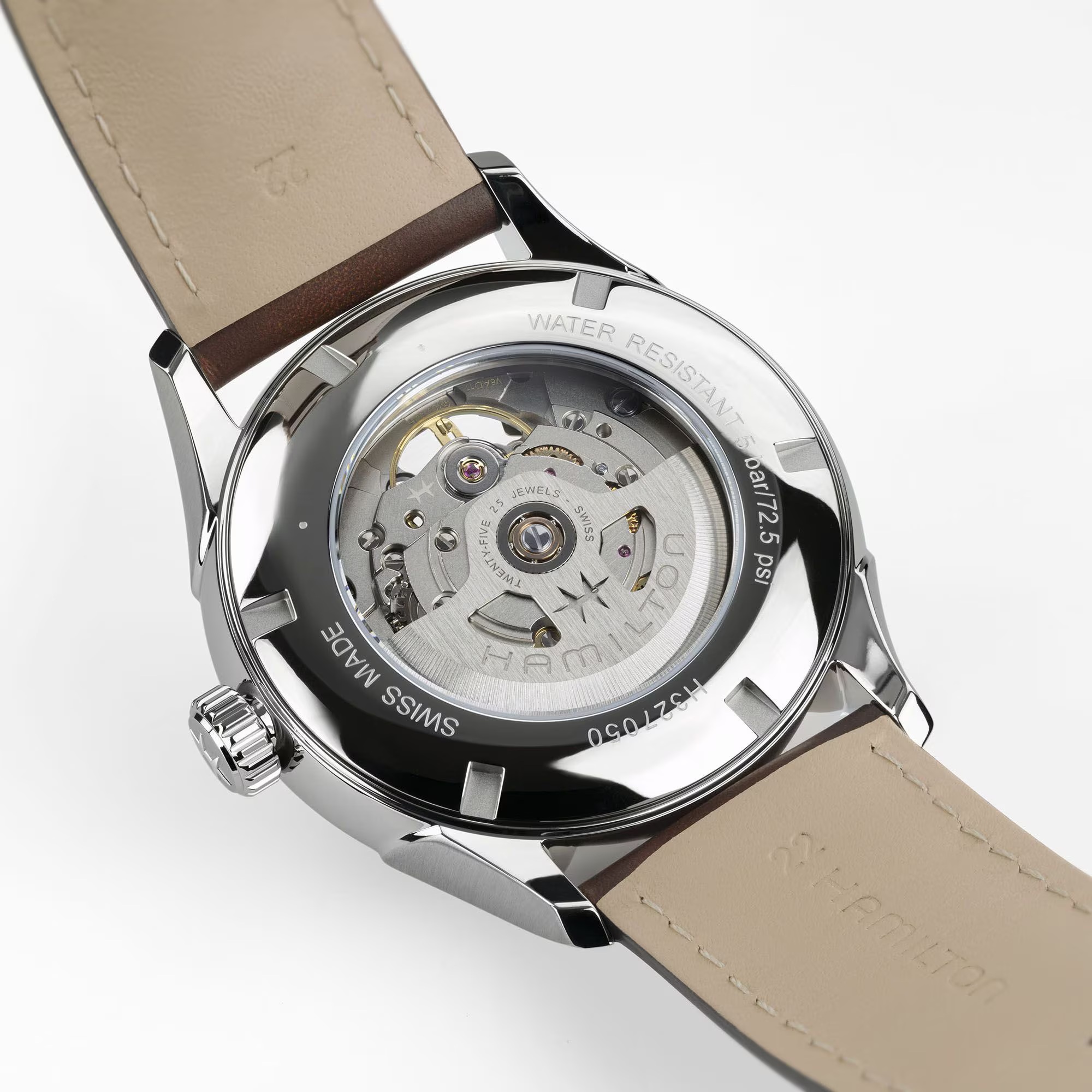 HAMILTON Jazzmaster Open Heart Auto Champagne Dial 42mm Silver Stainless Steel Brown Leather Strap H32705501 - 6