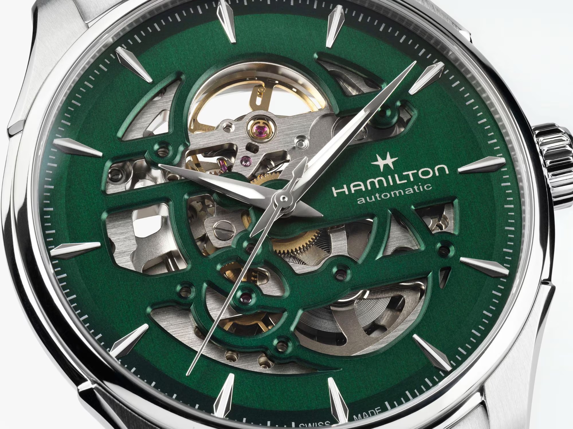 HAMILTON Jazzmaster Skeleton Auto Empire Green Dial 40mm Silver Stainless Steel Bracelet H42535160 - 3