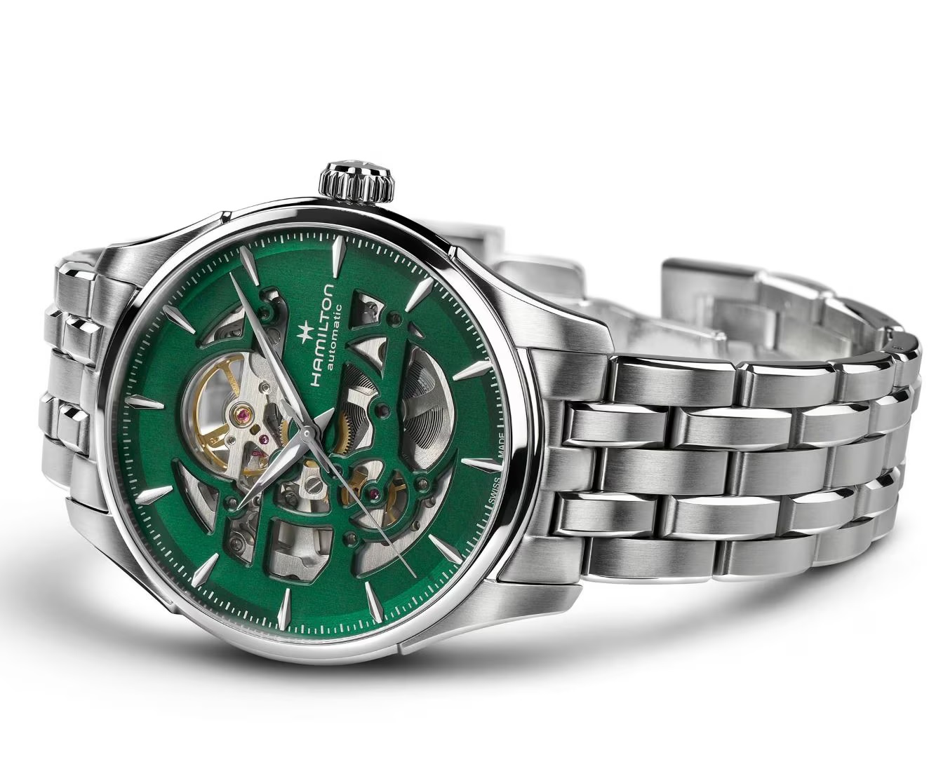 HAMILTON Jazzmaster Skeleton Auto Empire Green Dial 40mm Silver Stainless Steel Bracelet H42535160 - 4