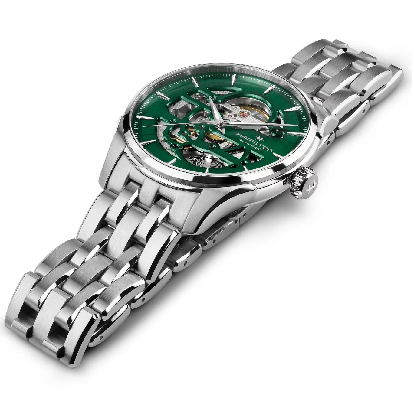 HAMILTON Jazzmaster Skeleton Auto Empire Green Dial 40mm Silver Stainless Steel Bracelet H42535160 - 5