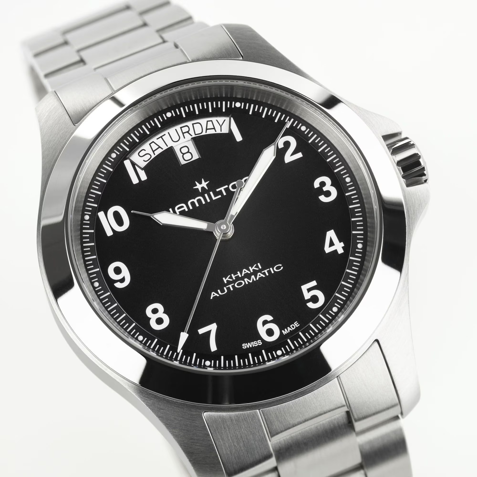 HAMILTON Khaki Field King Auto Black Dial 40mm Silver Stainless Steel Bracelet H64475131 - 6