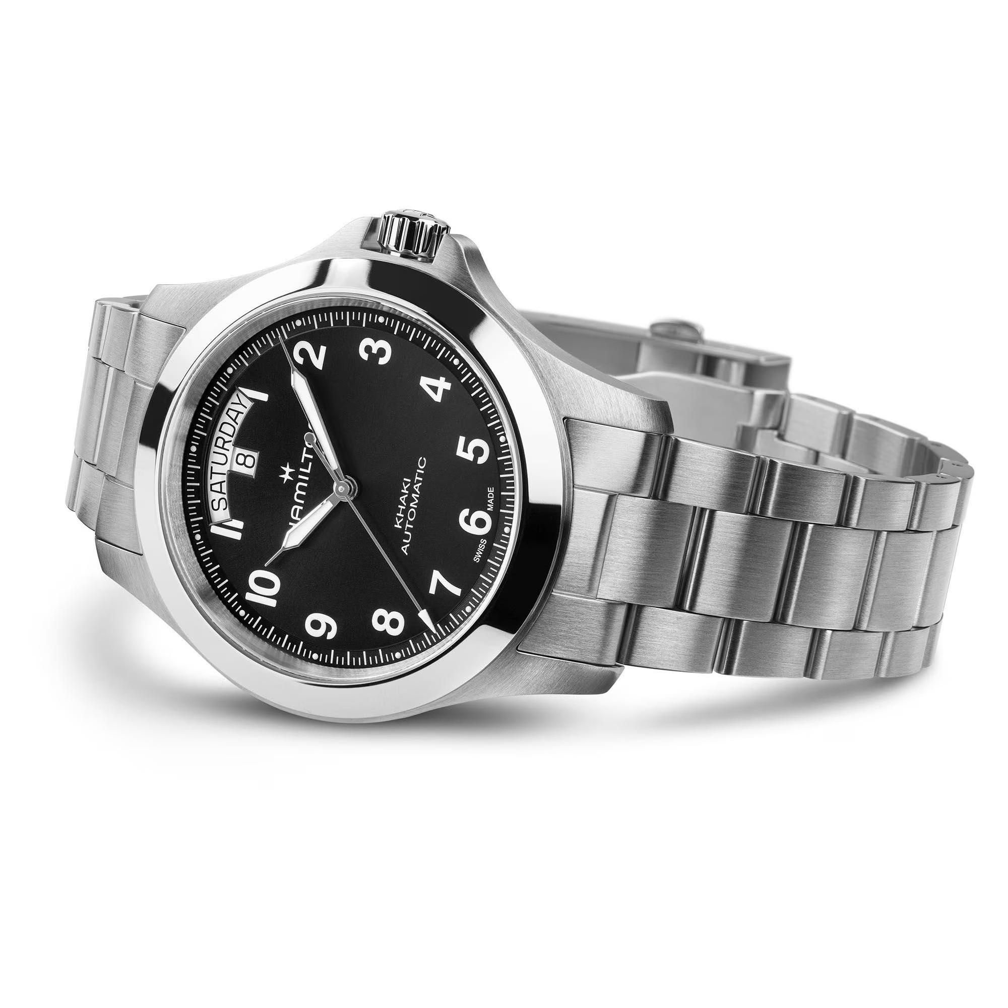 HAMILTON Khaki Field King Auto Black Dial 40mm Silver Stainless Steel Bracelet H64475131 - 3