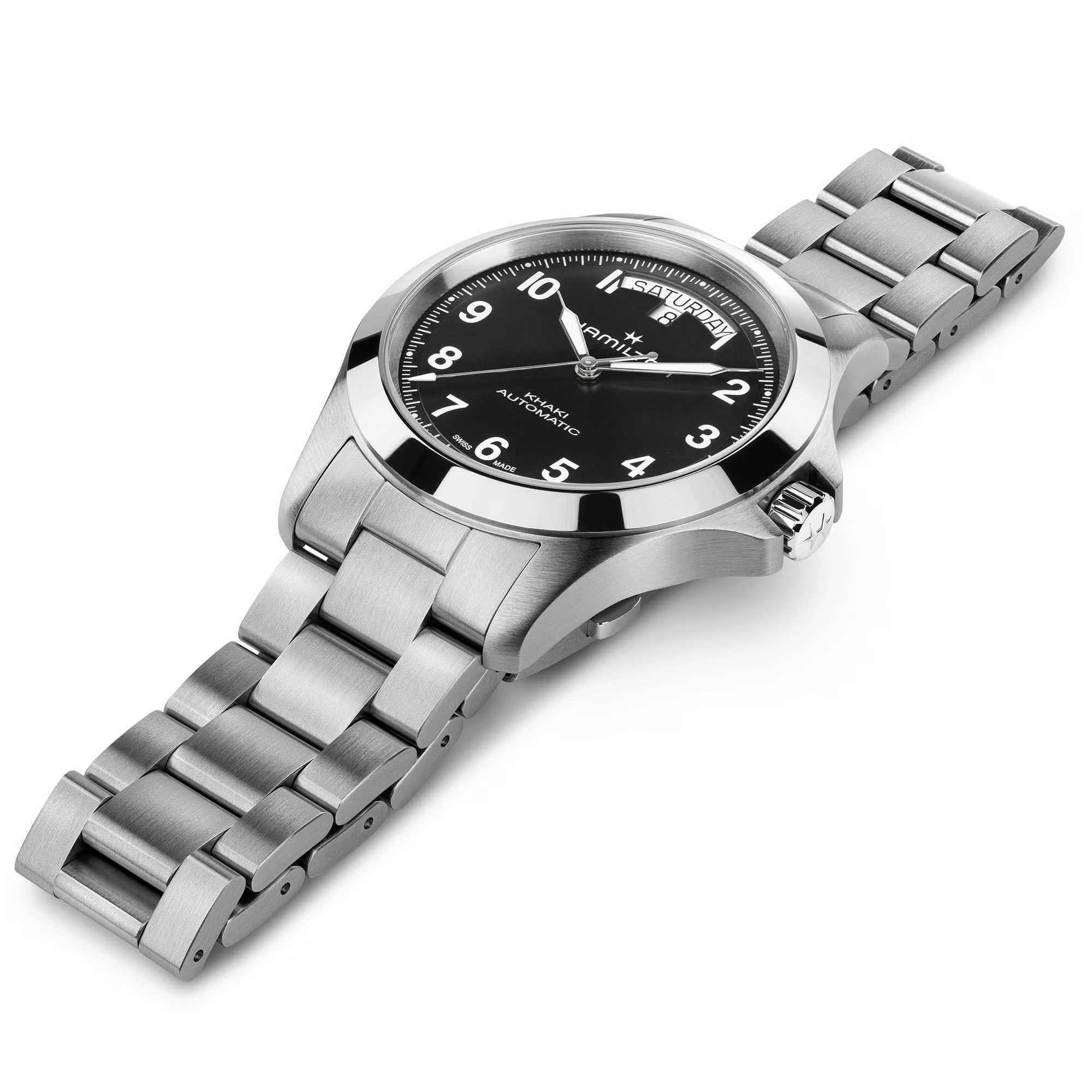 HAMILTON Khaki Field King Auto Black Dial 40mm Silver Stainless Steel Bracelet H64475131 - 4